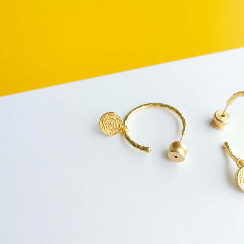 Astor Gold Crystal Hoop & Charm Earrings by Julie Vos - Picture 3 of 5